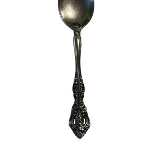 Oneida MICHELANGELO Stainless Oval Soup Spoon USA Mark Glossy Flatware Floral